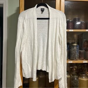 Eileen Fisher Cream Linen Open-Front Cardigan